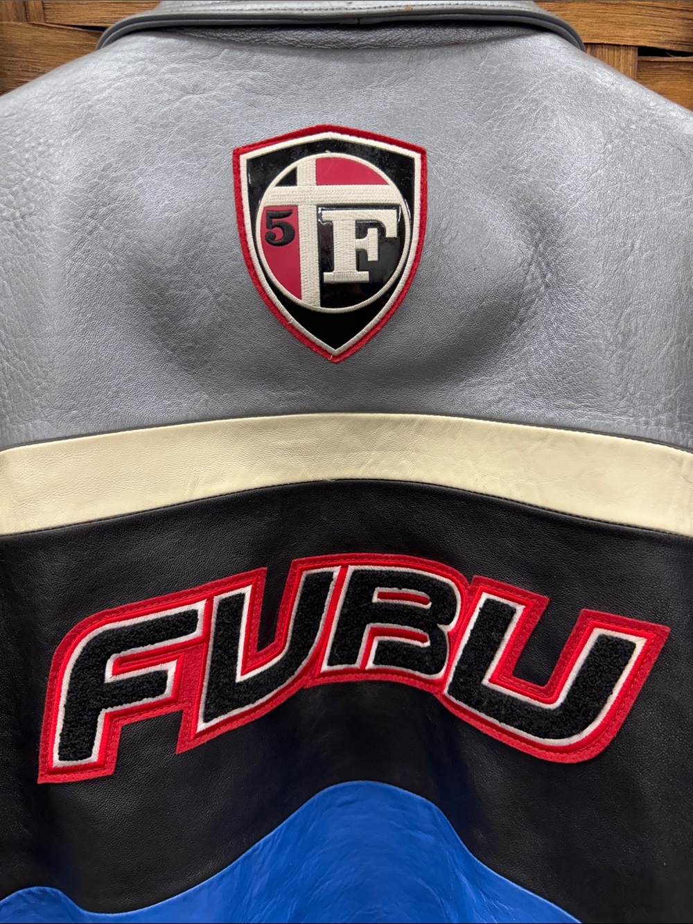 RARE VTG Fubu Leather Racing Jacket Mens XL Y2K 90s Streetwear - Picture 9 of 16